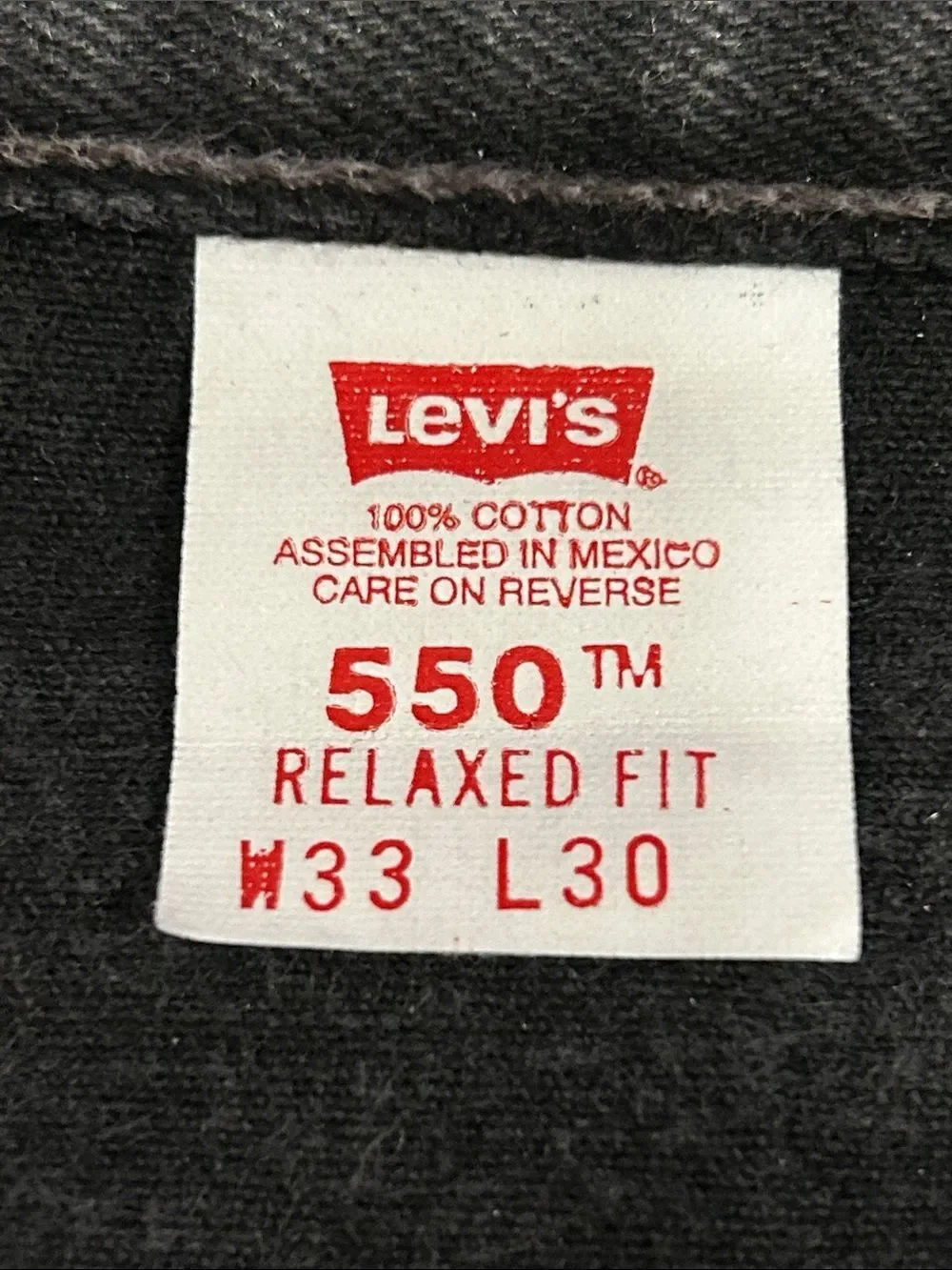 Levi's 550 Relaxed Straight Jeans in Black Denim 33 x 28